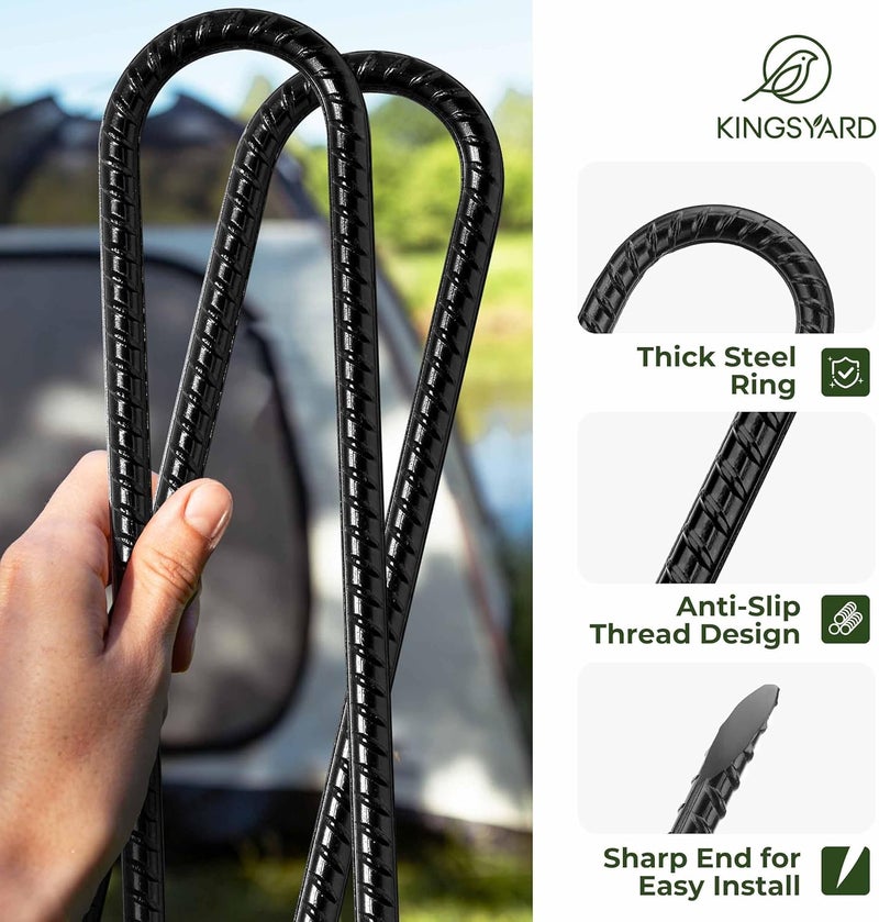 Kingsyard 8 Pack 16 Inch Trampolines Wind Stakes, 0.4 Inch Diameter 2.6 inche Wide Galvanized Steel U Hook Rebar Stakes, Multi-Purpose Heavy Duty Ground Anchors for Tent, Fences, Swing, Landscape - Image 4